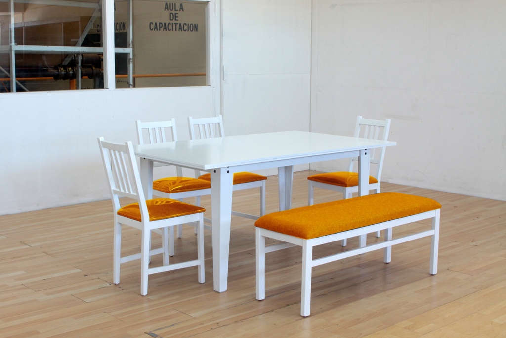 [F22 MARAT BANCA 4/SILLAS BLANCO] Antecomedor Chavoya F22 Marat Banca 4 Sillas Blanco